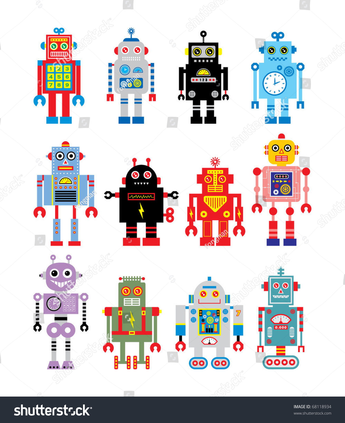 Robot Collection Stock Vector Illustration 68118934 : Shutterstock