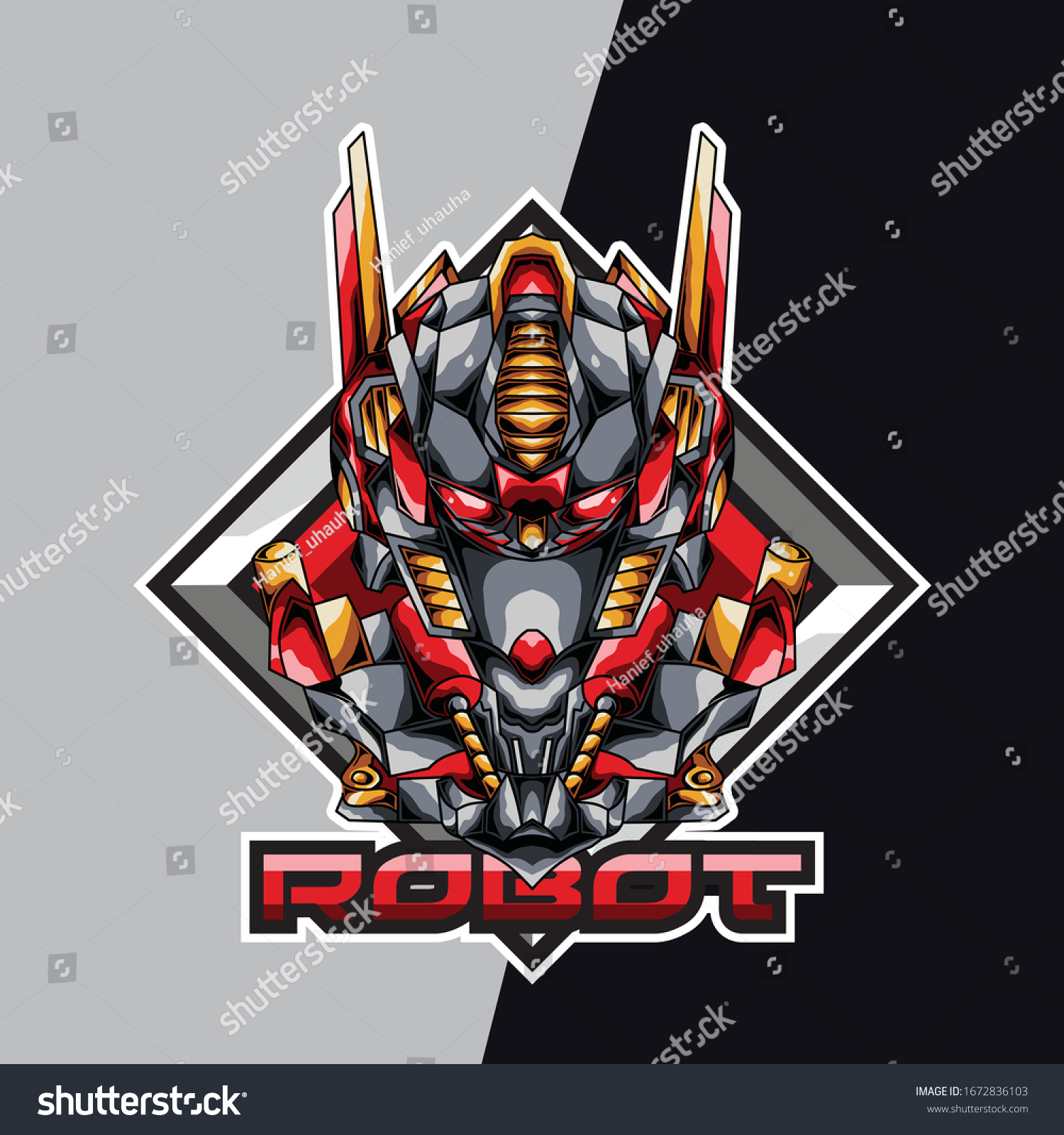 Robot Head E Sport Logo Mascot Stock Vector Royalty Free