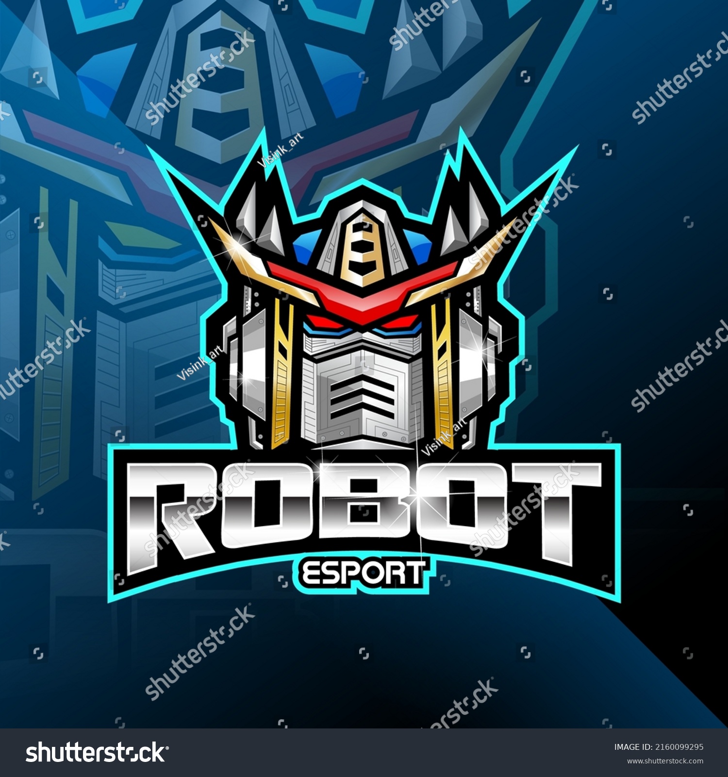 Robot Head Esport Mascot Logo Stock Vector (Royalty Free) 2160099295 ...