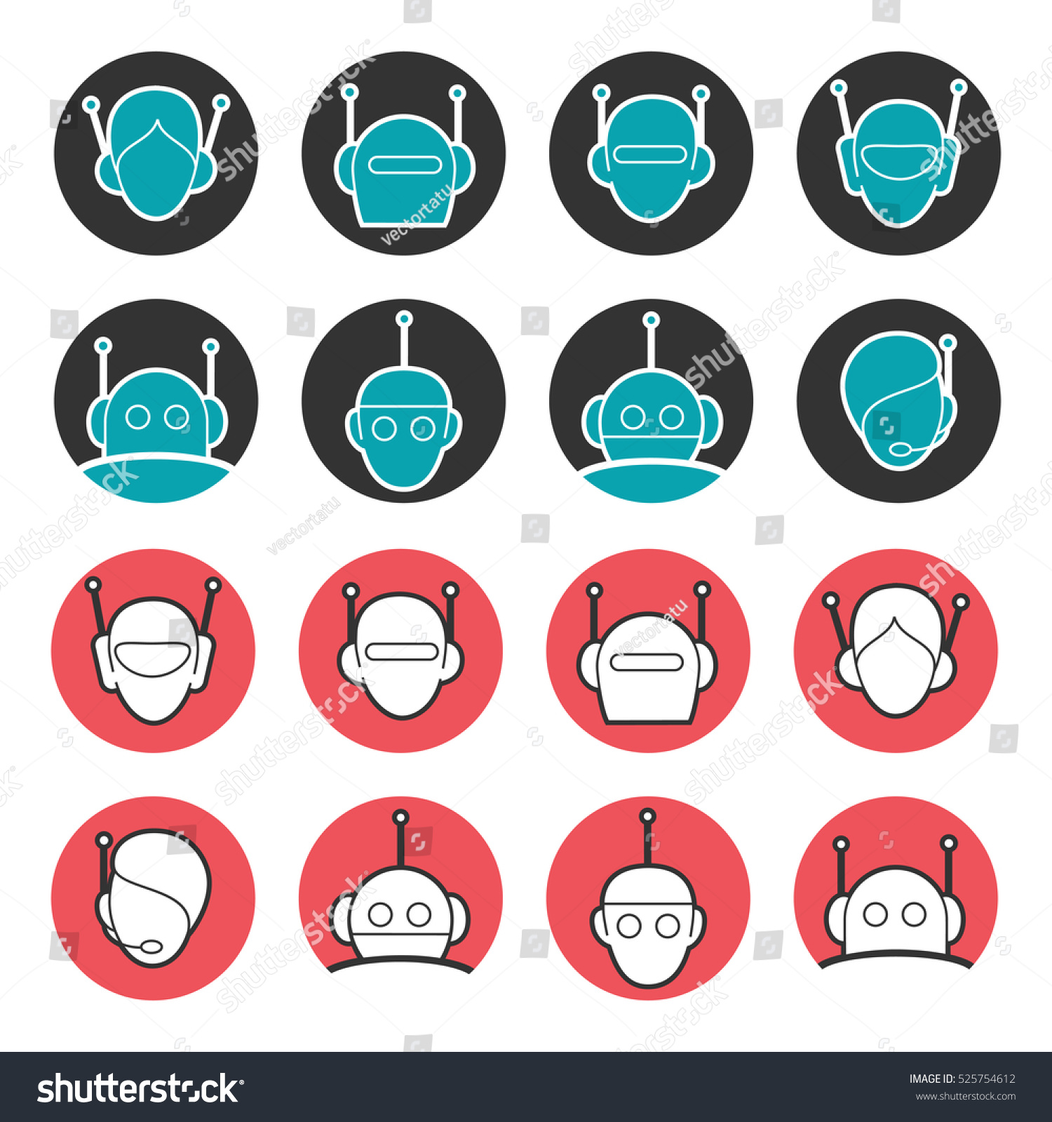 Robot Head Vector Collection   Chat Bot Icons Robot Head Vector