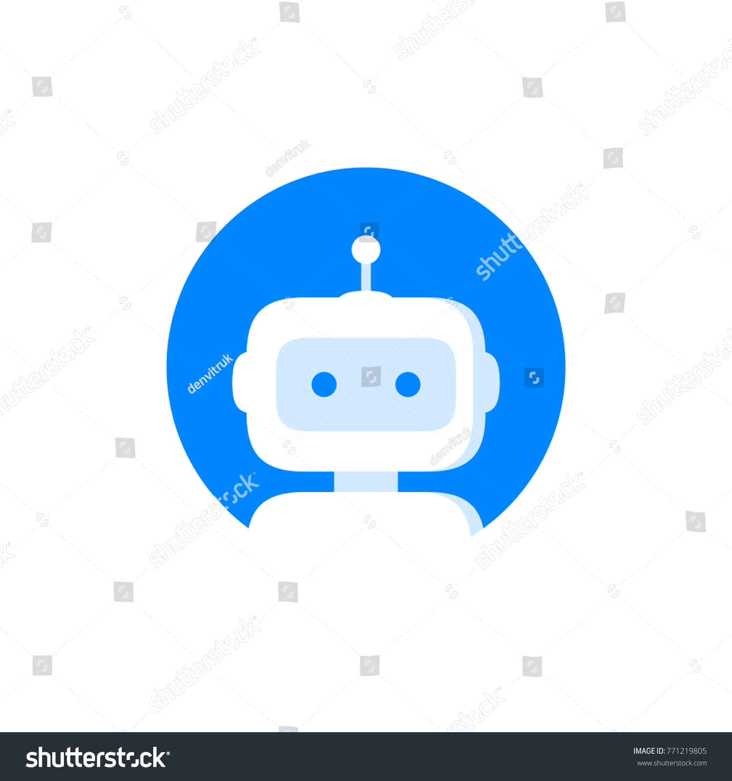 ロボットのロゴアイコン ボットサインデザイン チャットボット記号のコンセプト 音声サポートサービスボット オンラインサポートボット 現代のフラットスタイルの漫画の文字イラスト 白い背景に分離型 のベクター画像素材 ロイヤリティフリー