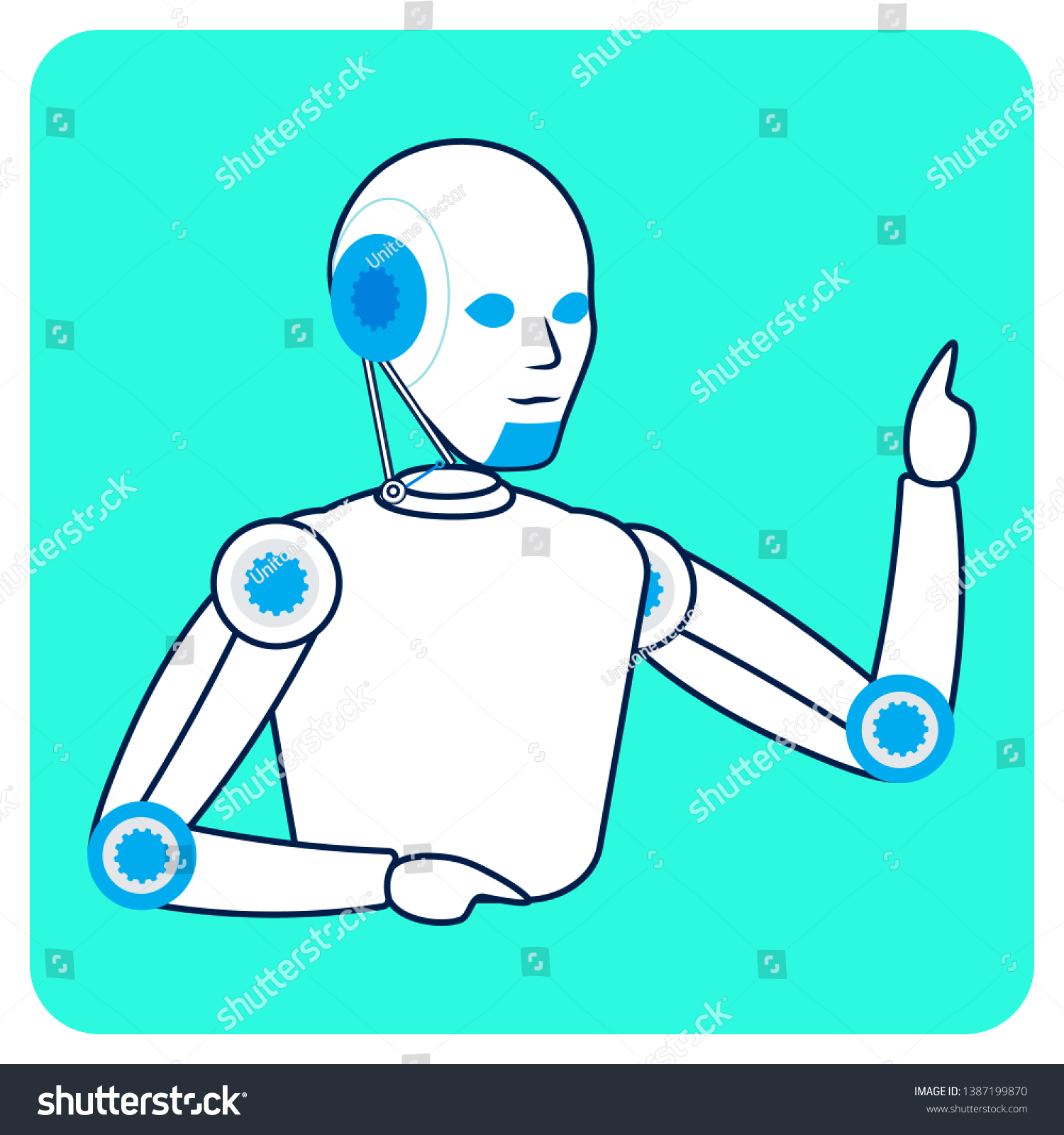 Robot Pay Attention Gesture Flat Illustration Stock Vector (Royalty ...