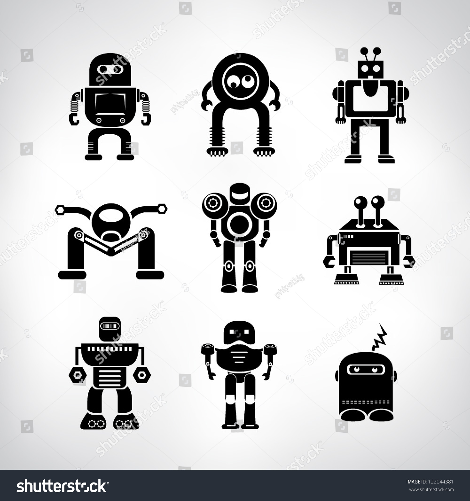 Robot Set Stock Vector Illustration 122044381 : Shutterstock