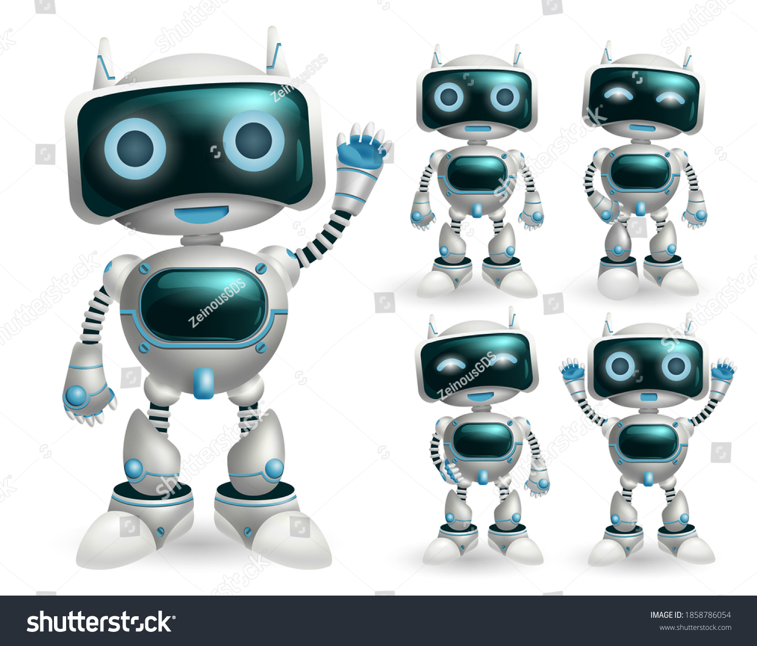 Robot Characters Vector Set Robotic Character With Modern Technology