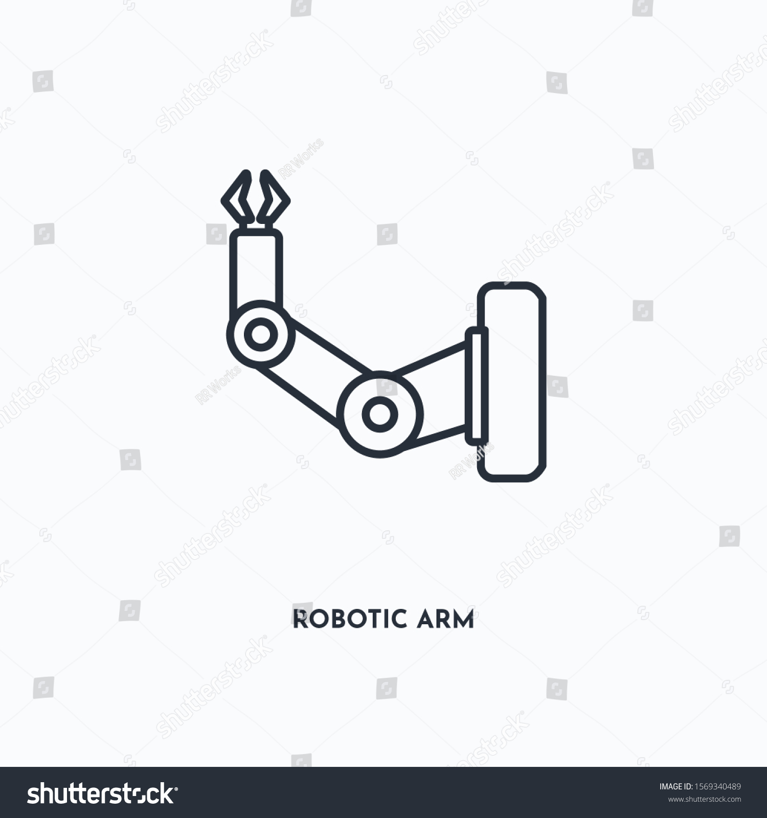 Robotic Arm Outline Icon Simple Linear Stock Vector (Royalty Free ...