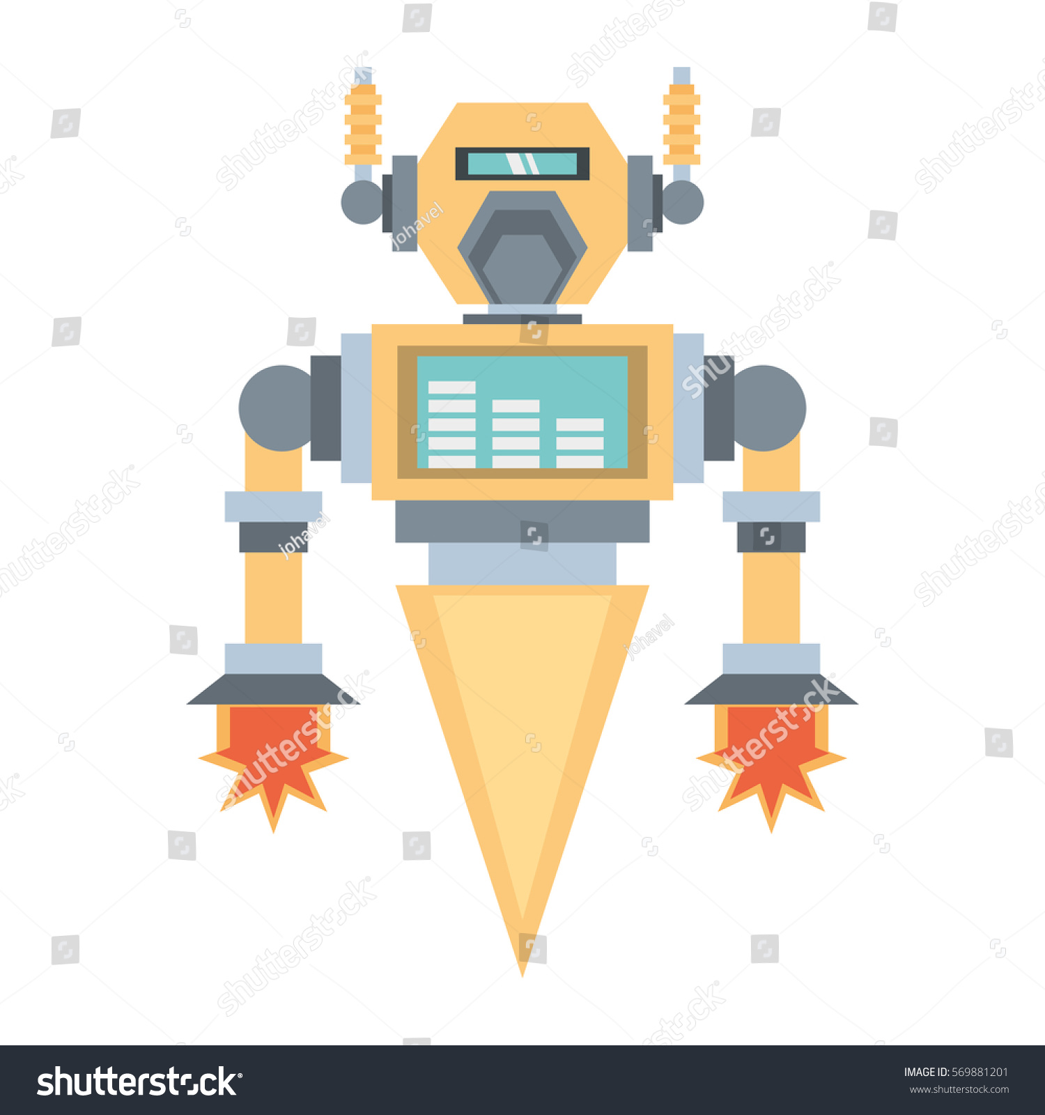Robotic Mechanical Engineering Rocket Vector Illustration Stock Vector ...