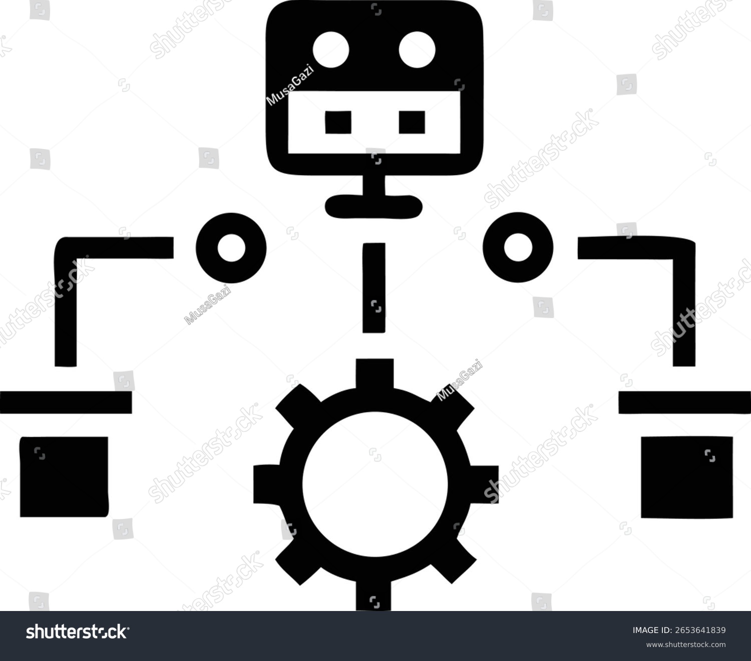 black gear robot connection concept clip art preview