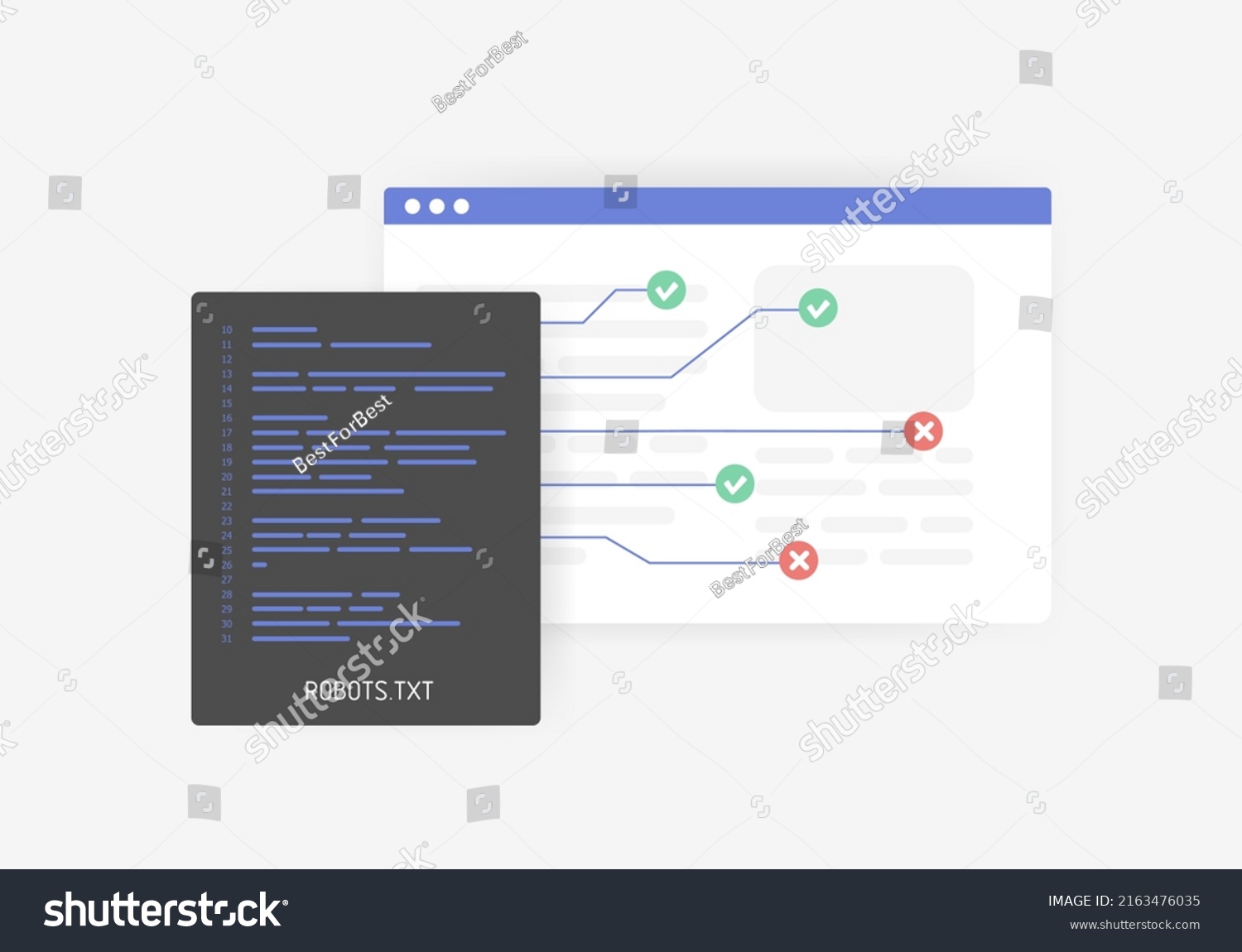 Robots Seo Controlling Crawling Indexing site Stock Vector (Royalty