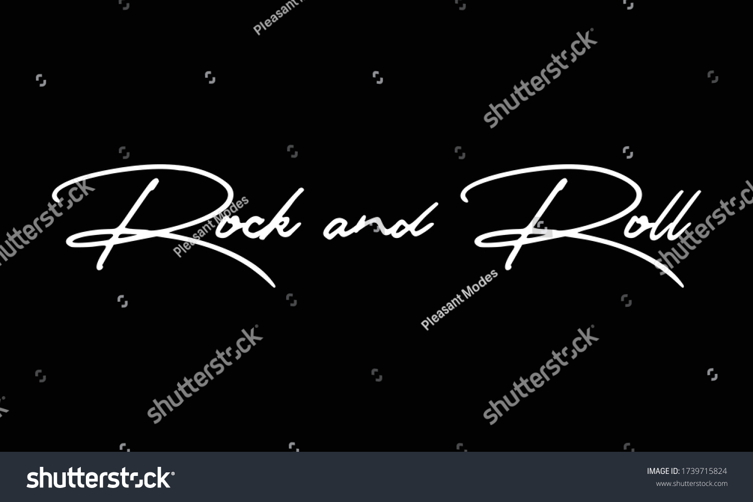 Rock Roll Cursive Calligraphy Black Color Stock Vector Royalty Free