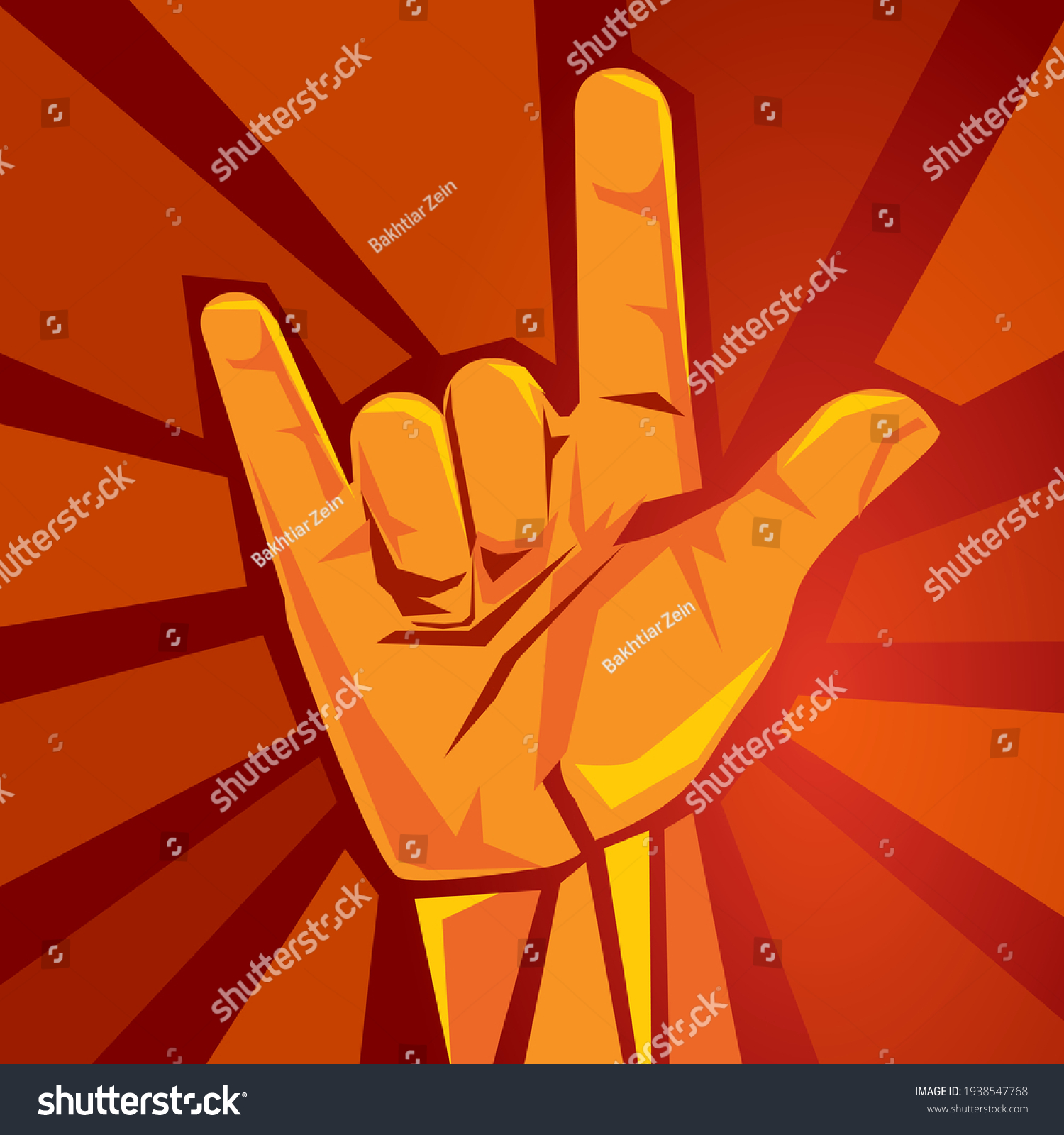 Rock Roll Heavy Metal Hand Sign Stock Vector (Royalty Free) 1938547768 ...