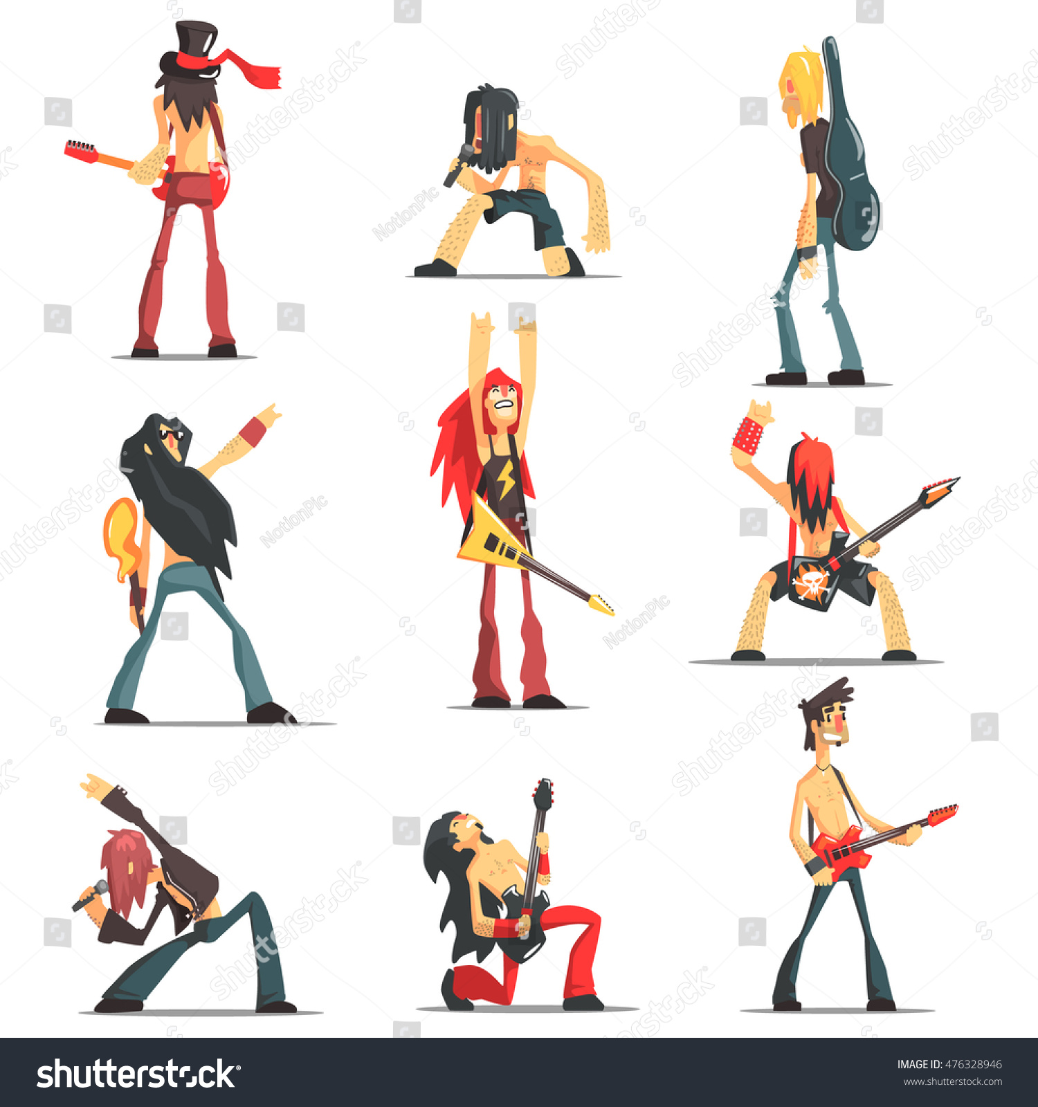 Rock Band Members Funny Characters Set Stock Vector (Royalty Free ...