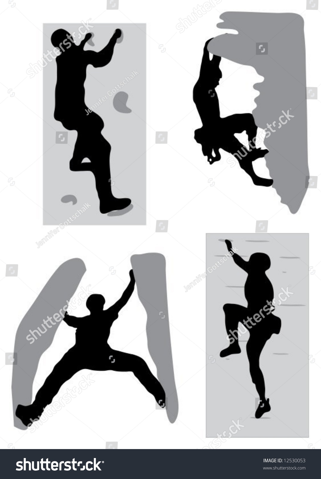 Download Rock Climbing Silhouettes Stock Vector 12530053 - Shutterstock