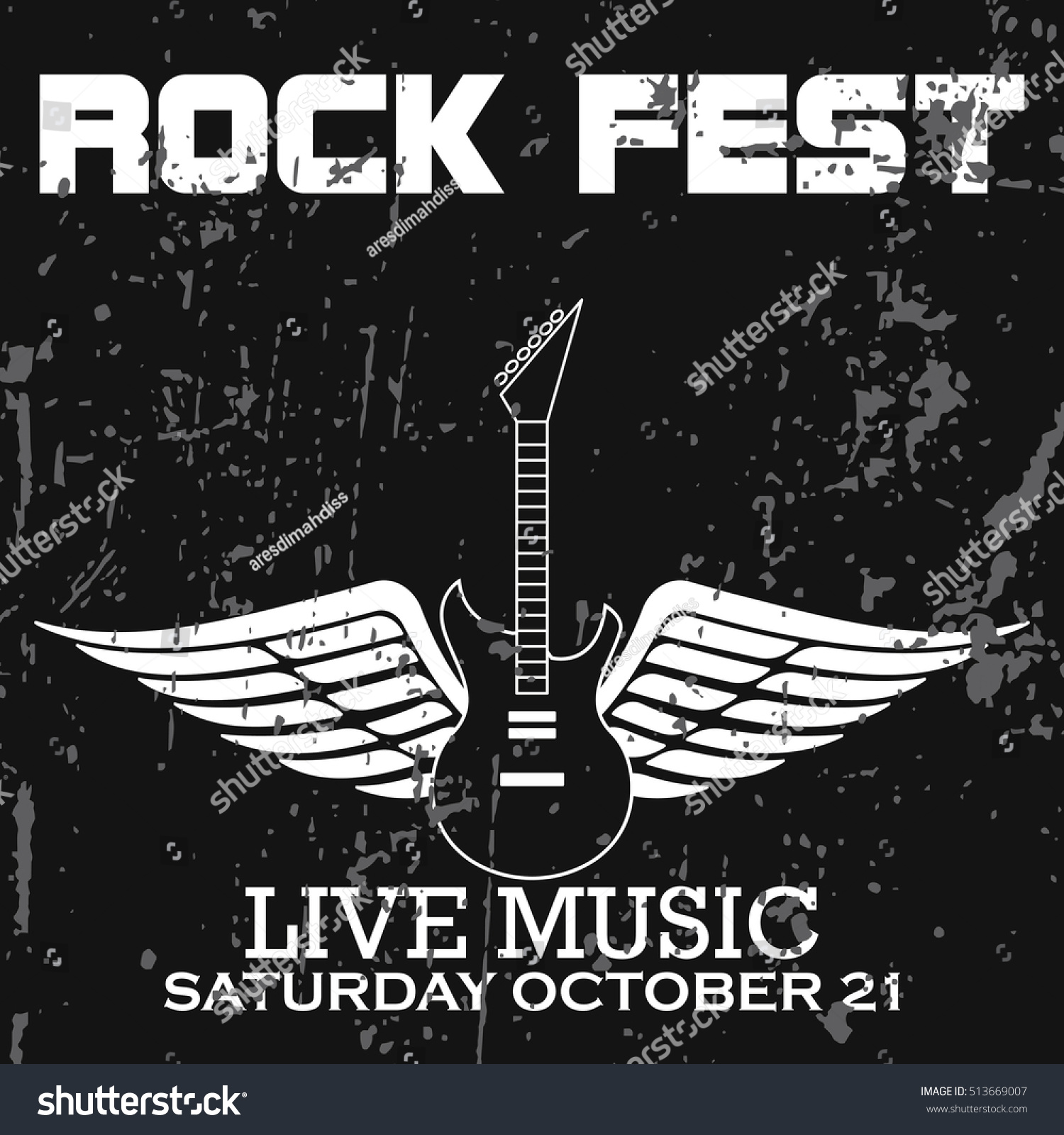 Rock Festival Rock Music Concert Poster Stock Vector 513669007 ...