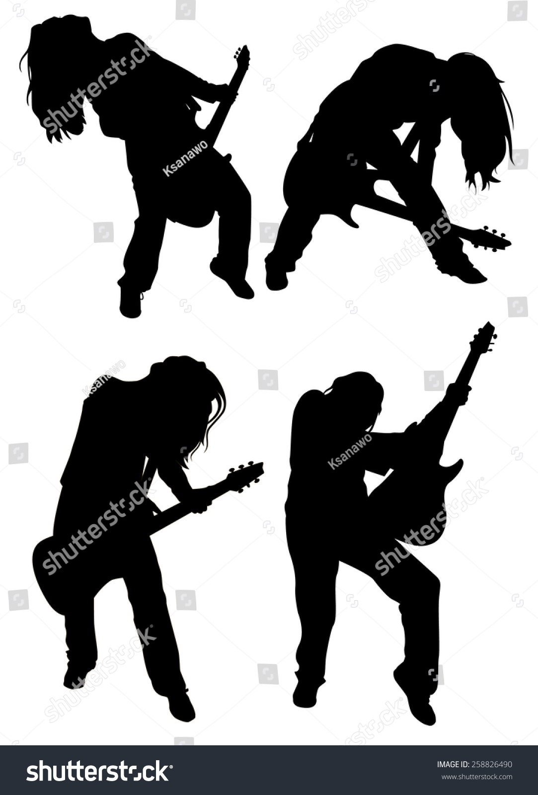 Rock Girl With Guitar Stock Vector Illustration 258826490 : Shutterstock