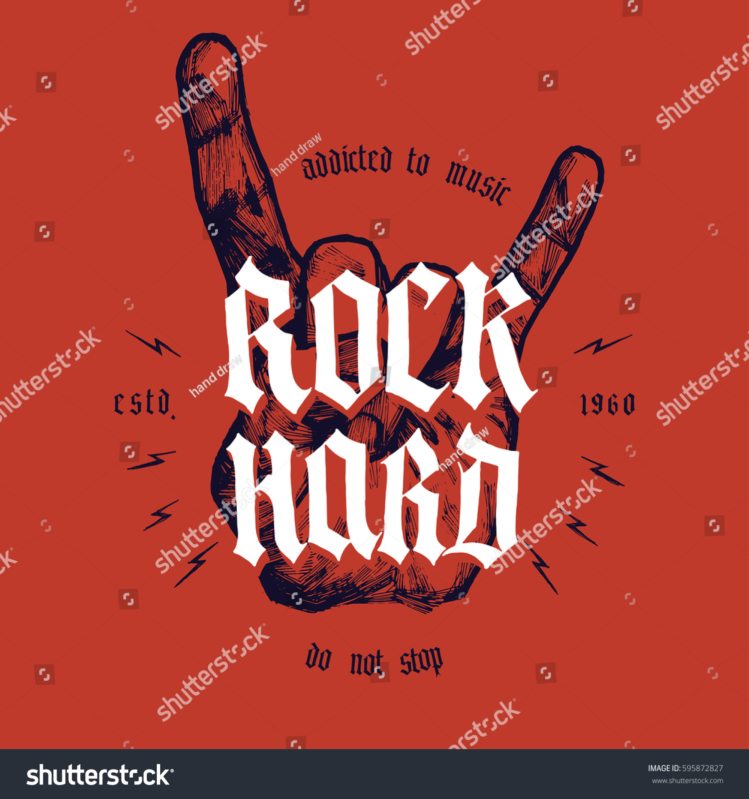 Rock Hard Hand Print Medieval Lettering Stock Vector (Royalty Free ...