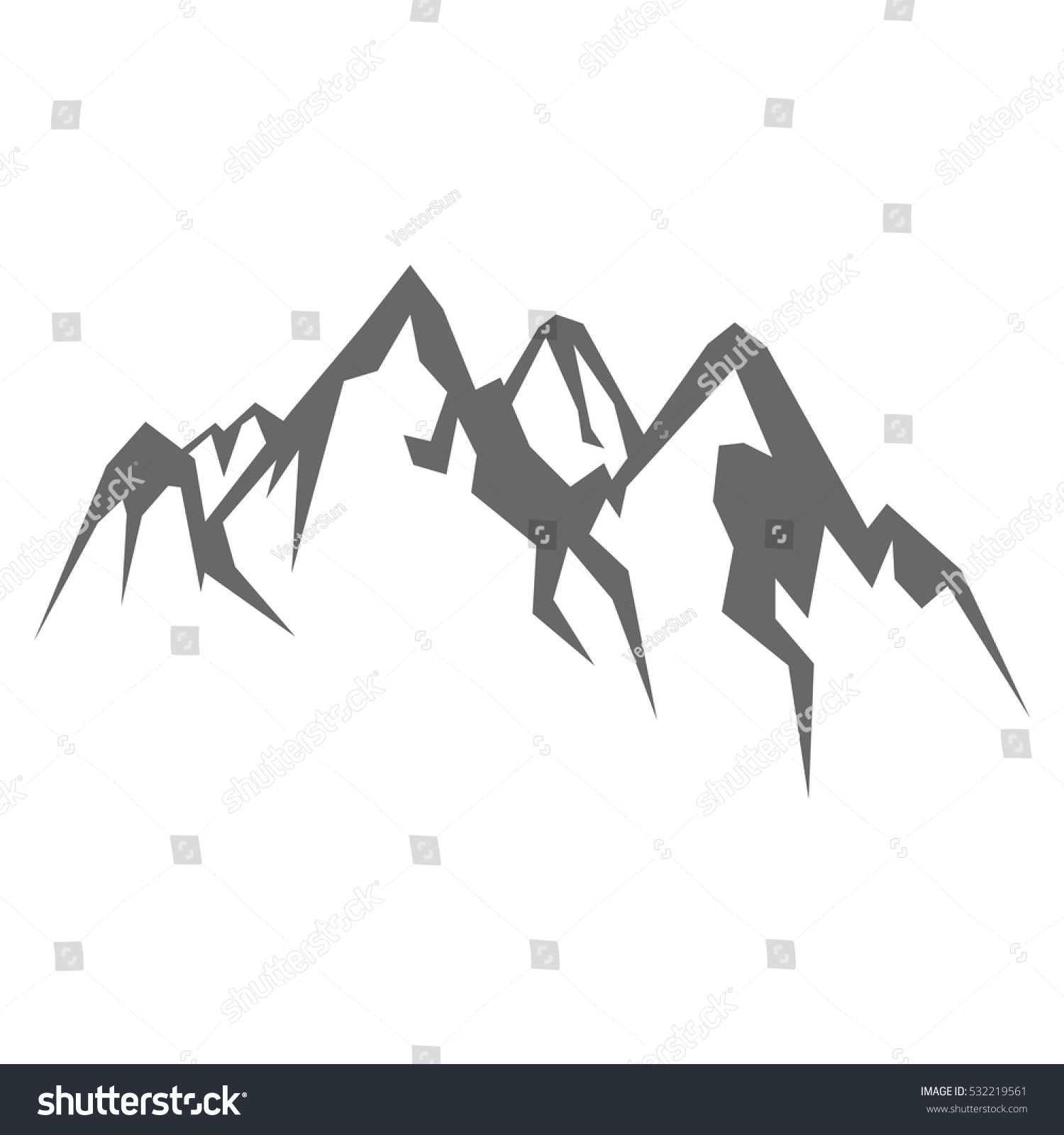 Rock Mountain Silhouette Vector Illustration Isolated Stock Vector Royalty Free