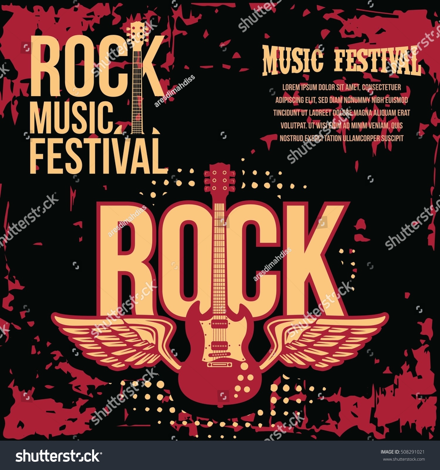 Rock Music Party Rock Festival Poster Vector De Stock Libre De Regalías508291021 Shutterstock 7891