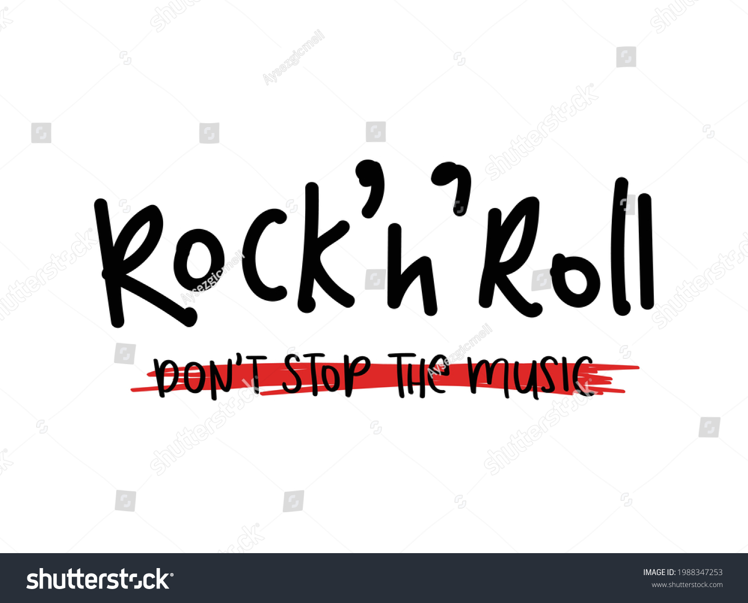 Rocknroll Handwritten Slogan Text Music Concept Stock Vector (Royalty