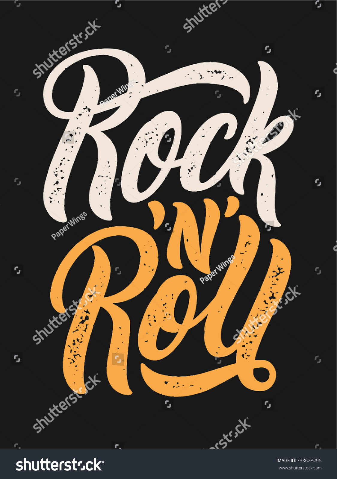 Rock N Roll Lettering Text Vector Stock Vector Royalty Free 733628296