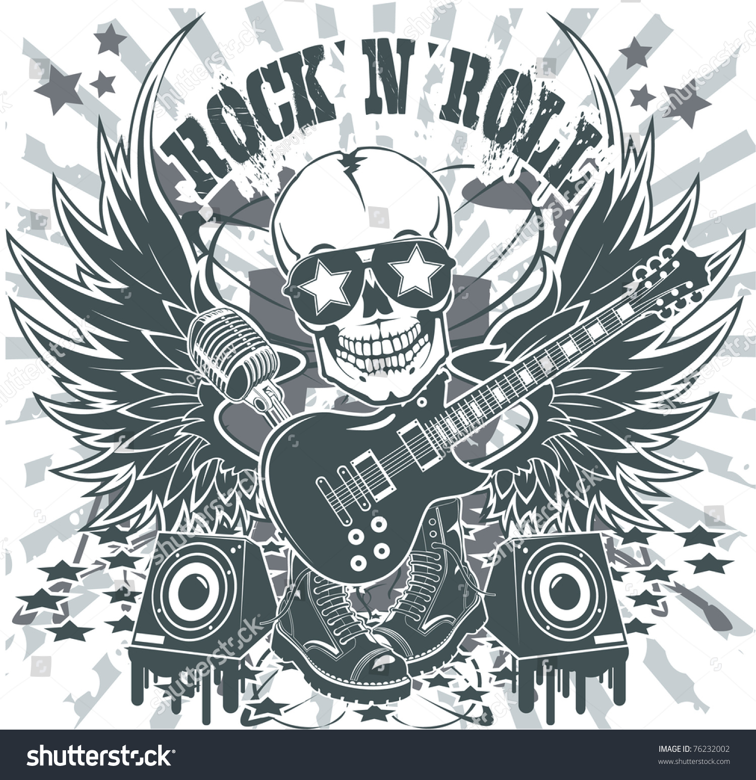 Rock N Roll Symbol Stock Vector 76232002 - Shutterstock