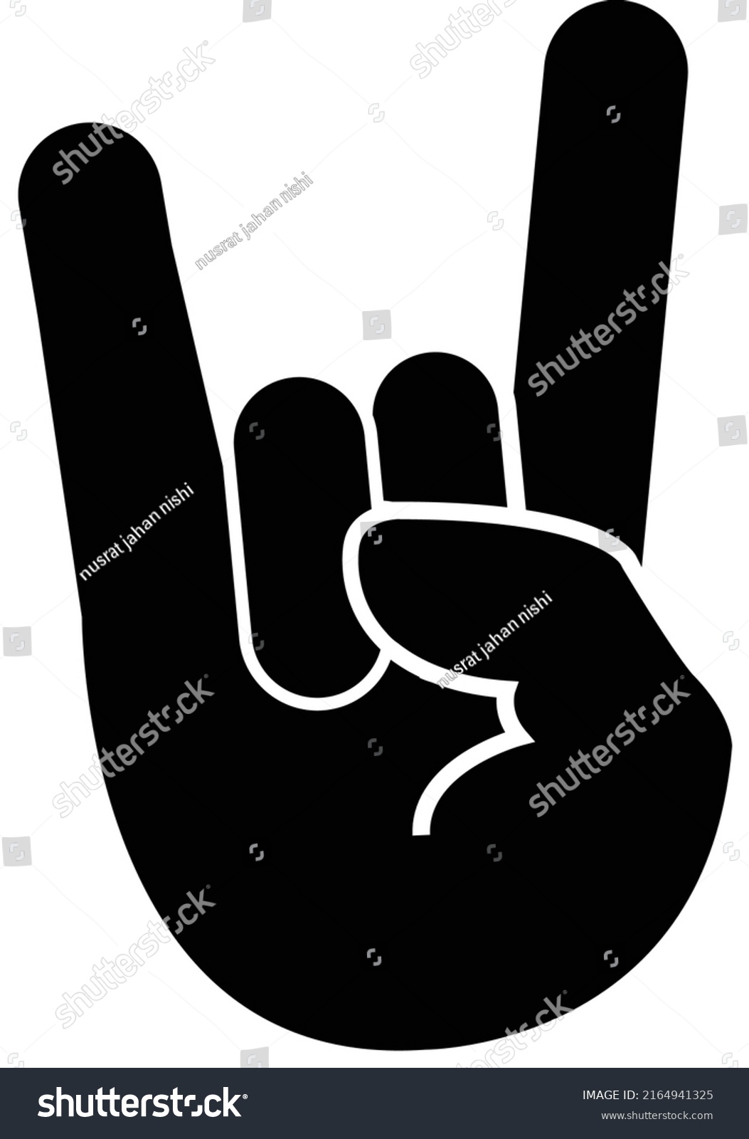 Rock On Gesture Glyph Icon Silhouette Stock Vector (Royalty Free ...