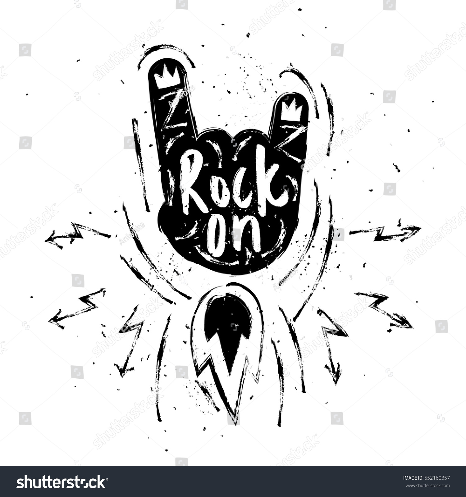Rock On Lettering Rock Roll Hand Stock Vector 552160357 - Shutterstock
