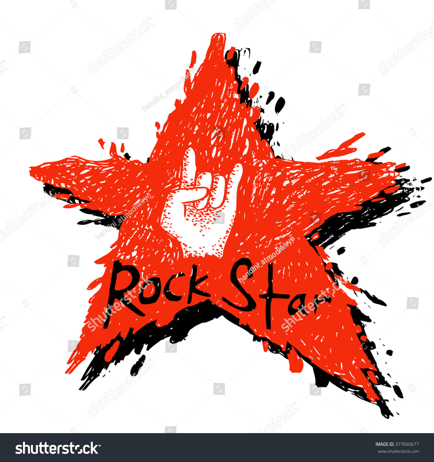 Rock Star. Hand Drawing Illustration. - 377660677 : Shutterstock