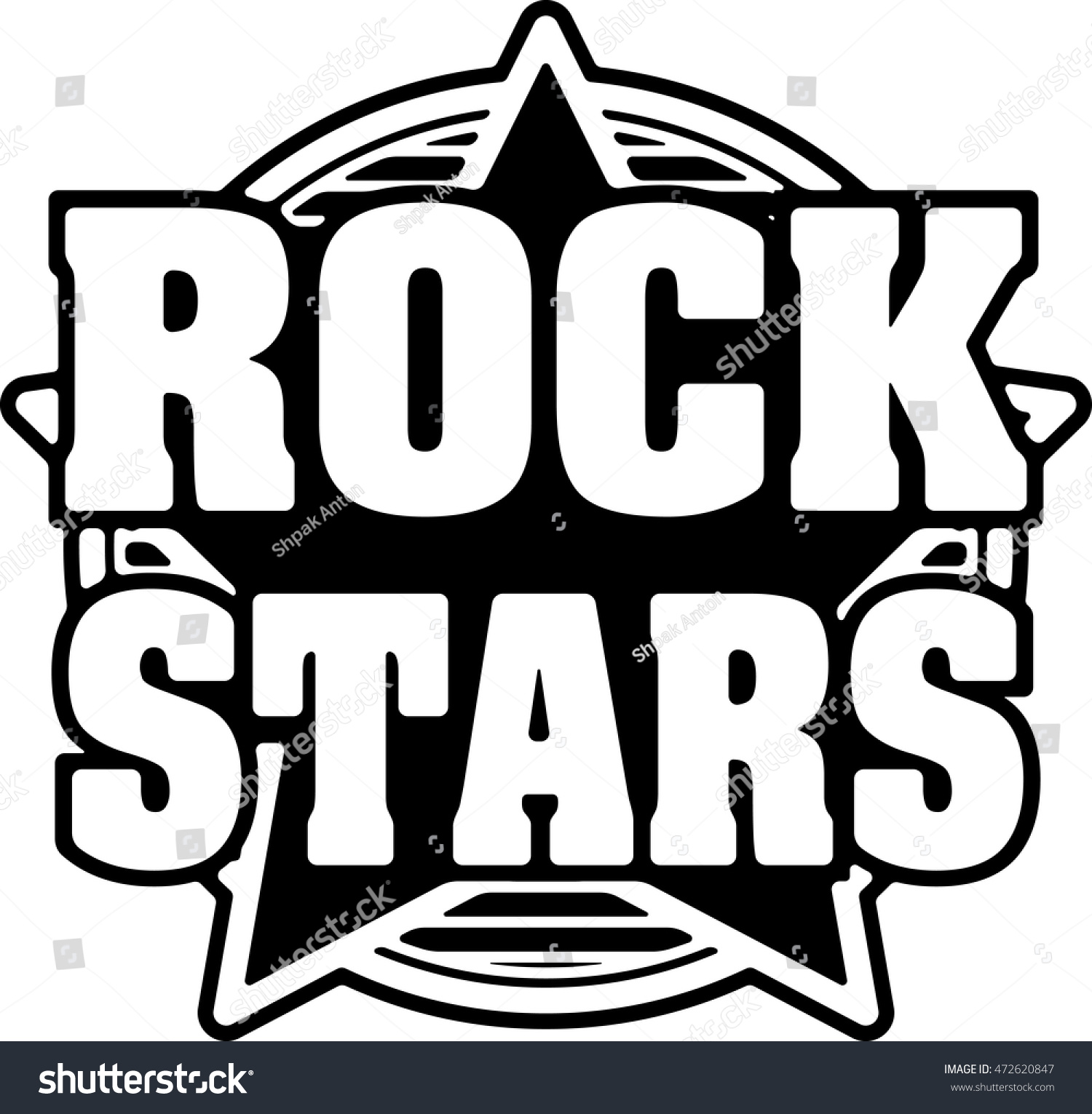 Rock Stars Black White Vector Design Stock Vector 472620847 - Shutterstock