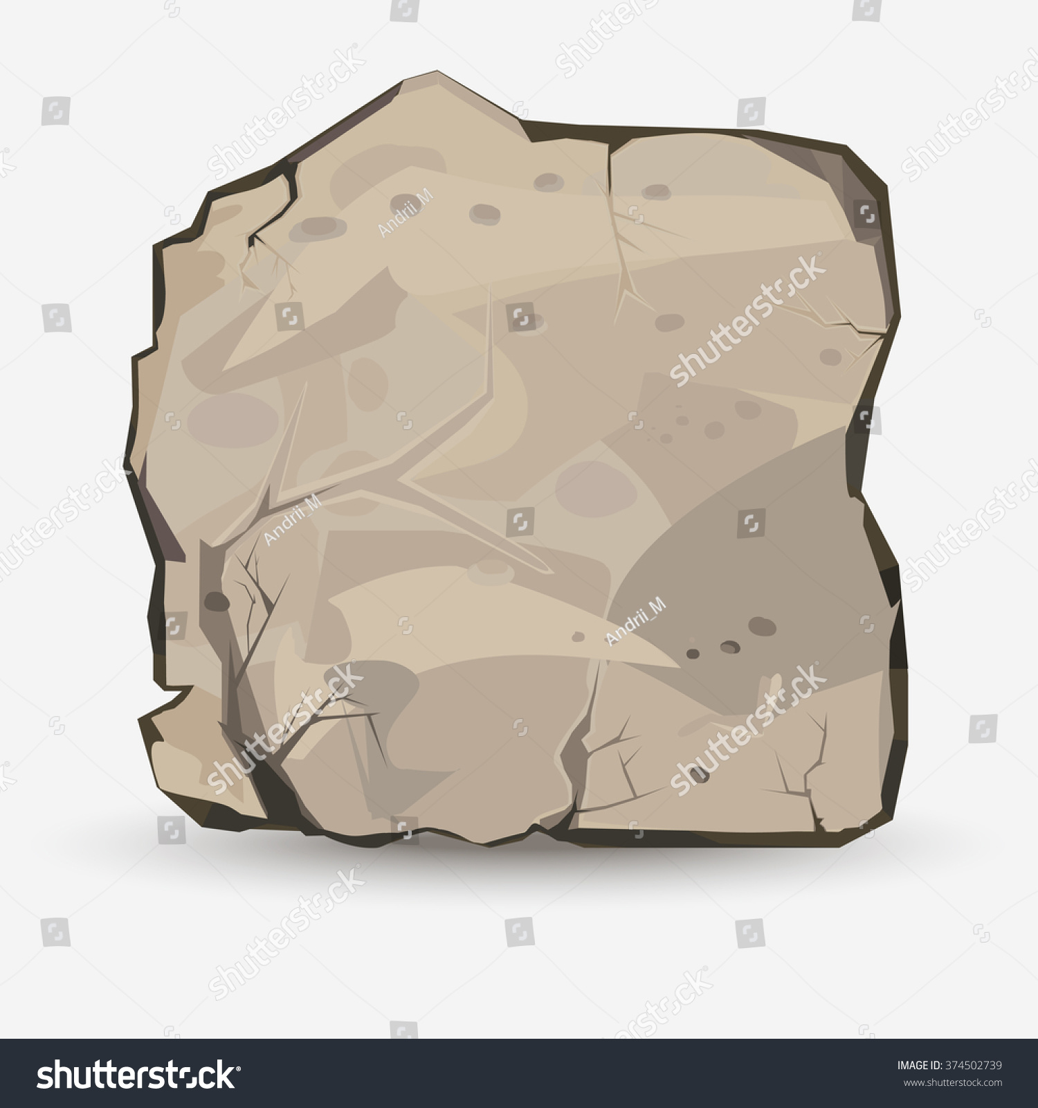 Rock Stone Style Big Boulder Mineral Stock Vector 374502739