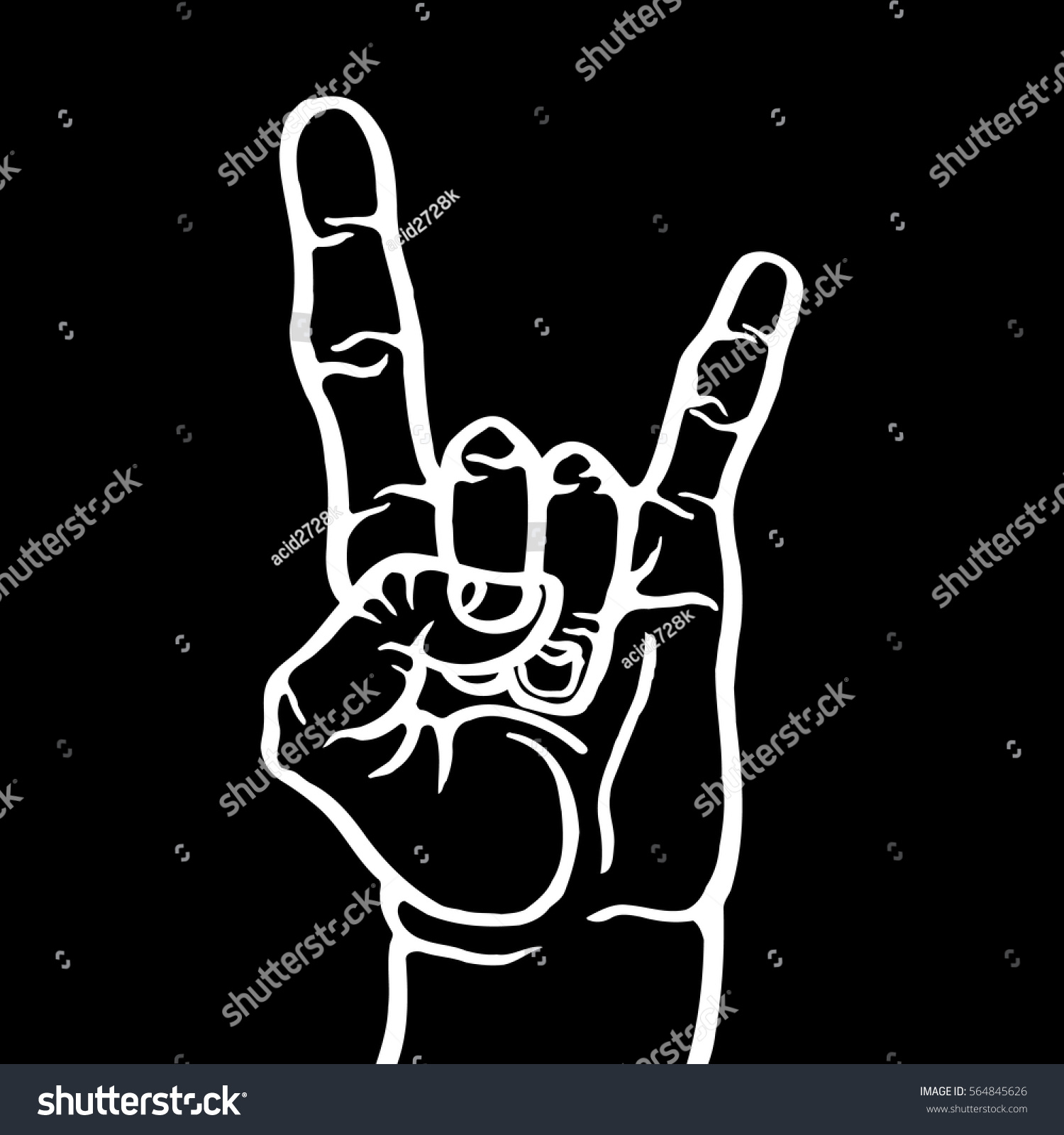 Rock Symbol Hand Sign Art Hand Stock Vector Royalty Free 564845626