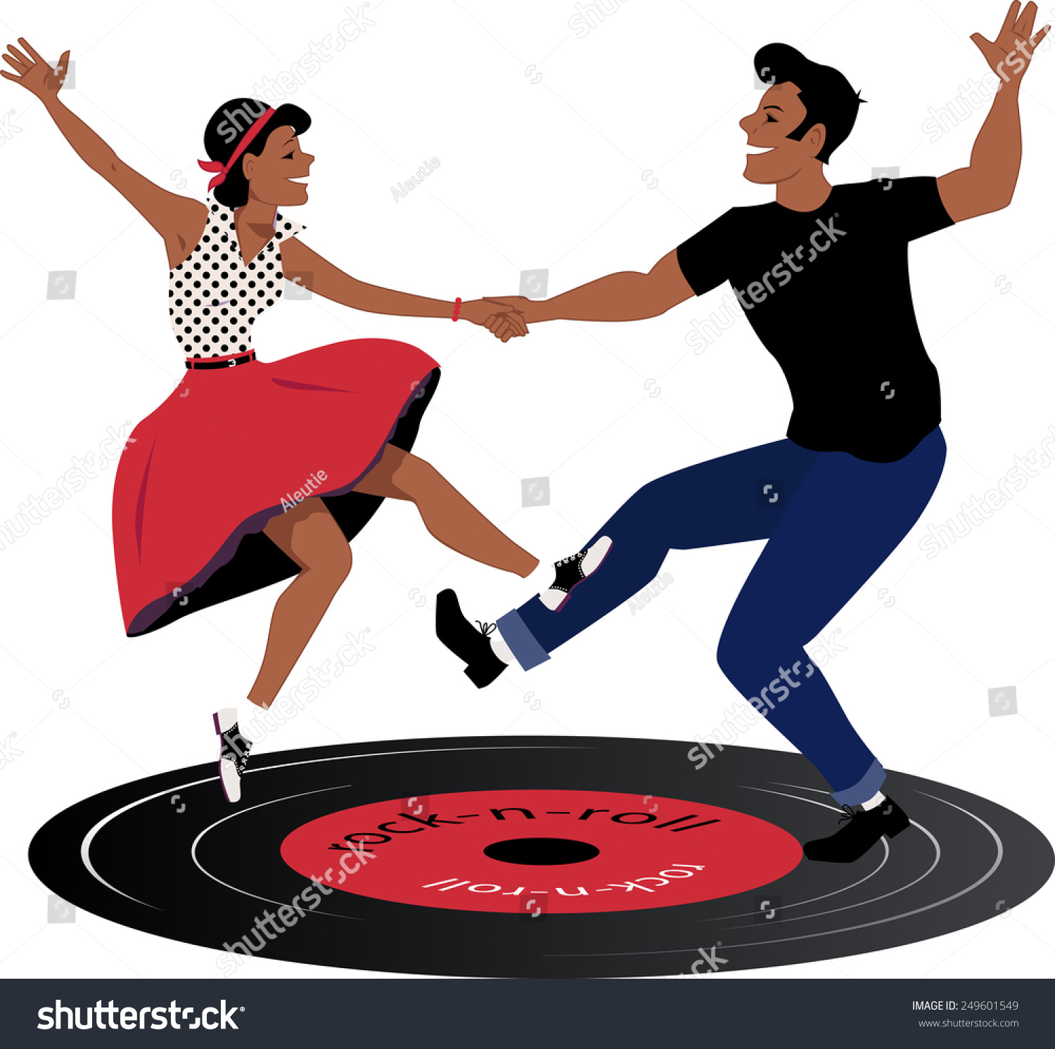 SVG of Rockabilly couple dancing on a vinyl rock and roll  record svg