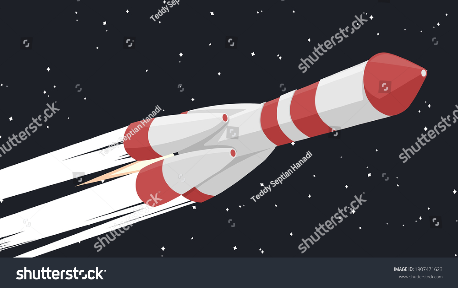 Rocket Launch Moon Dark Space Background Stock Vector (Royalty Free ...