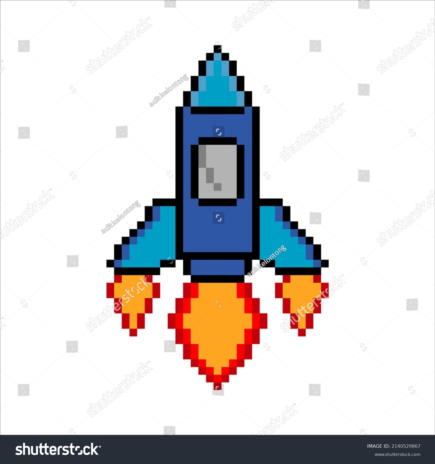 Rocket Launch Pixel Art Vector Illustration Stock Vector (Royalty Free ...