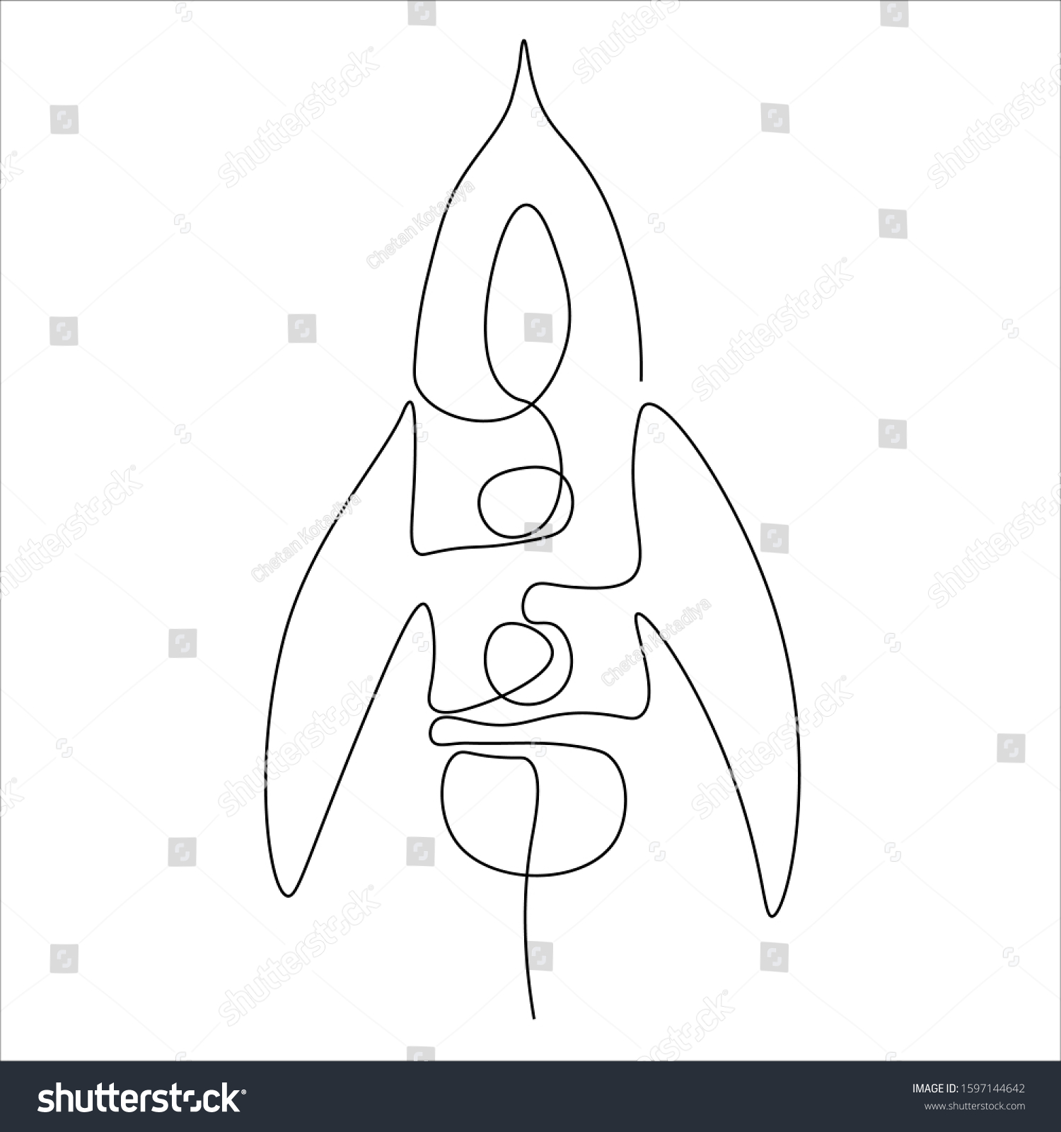Rocket Line Drawing Vector Isolated Icon Stock Vector (Royalty Free