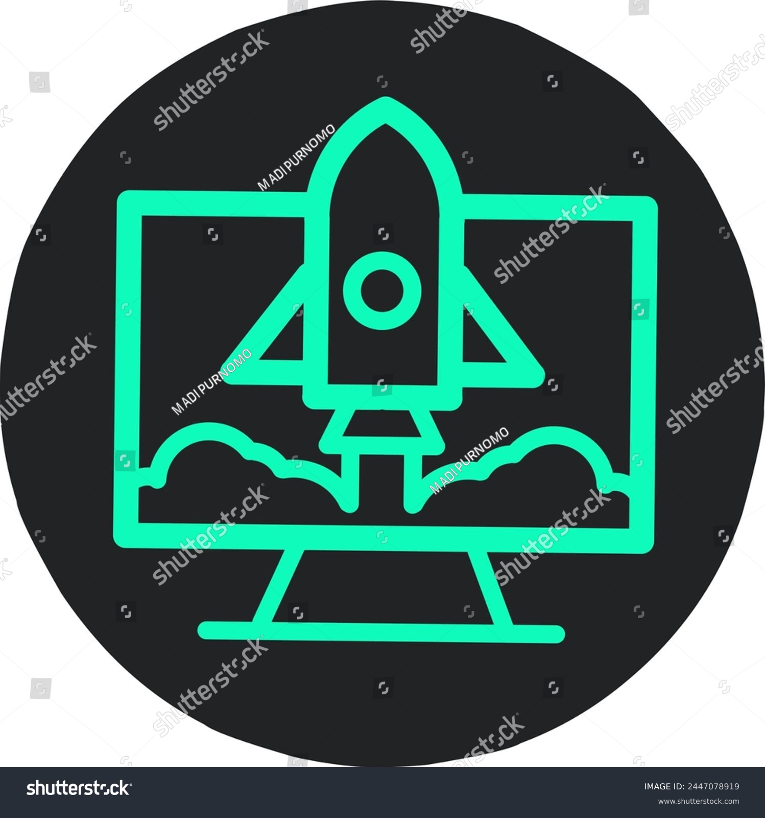 SVG of Rocket ride of laptop logo, increasing computer performance concept svg