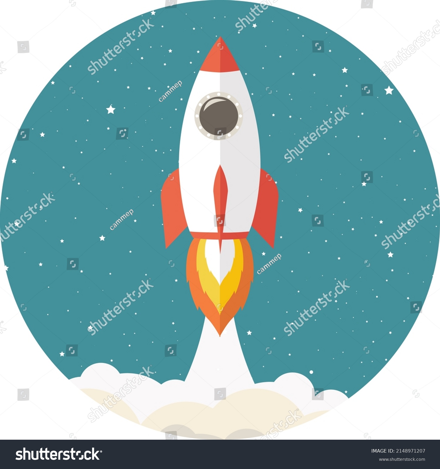 Rockets Clouds Star Poster Vector Illustration Stock Vector (Royalty ...