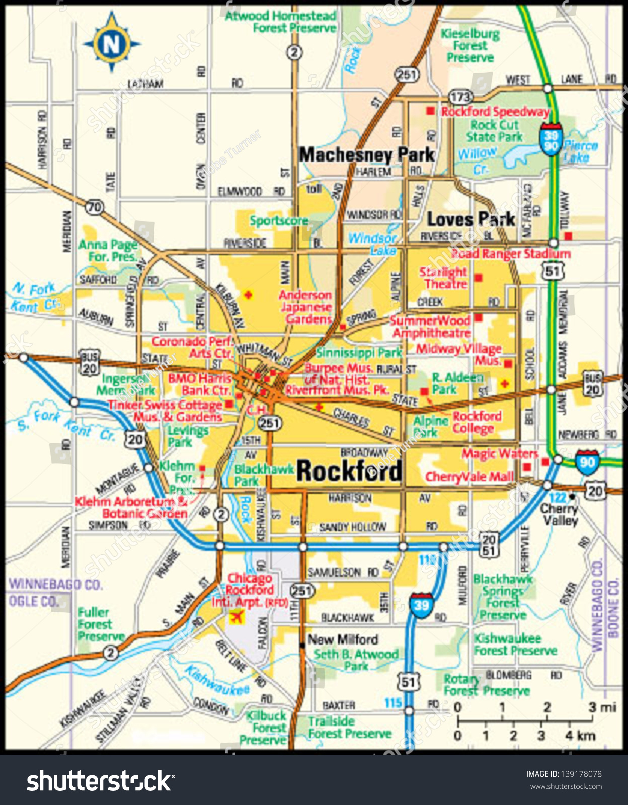 Rockford Illinois On Map Rockford Illinois Area Map Stock Vector (Royalty Free) 139178078 |  Shutterstock