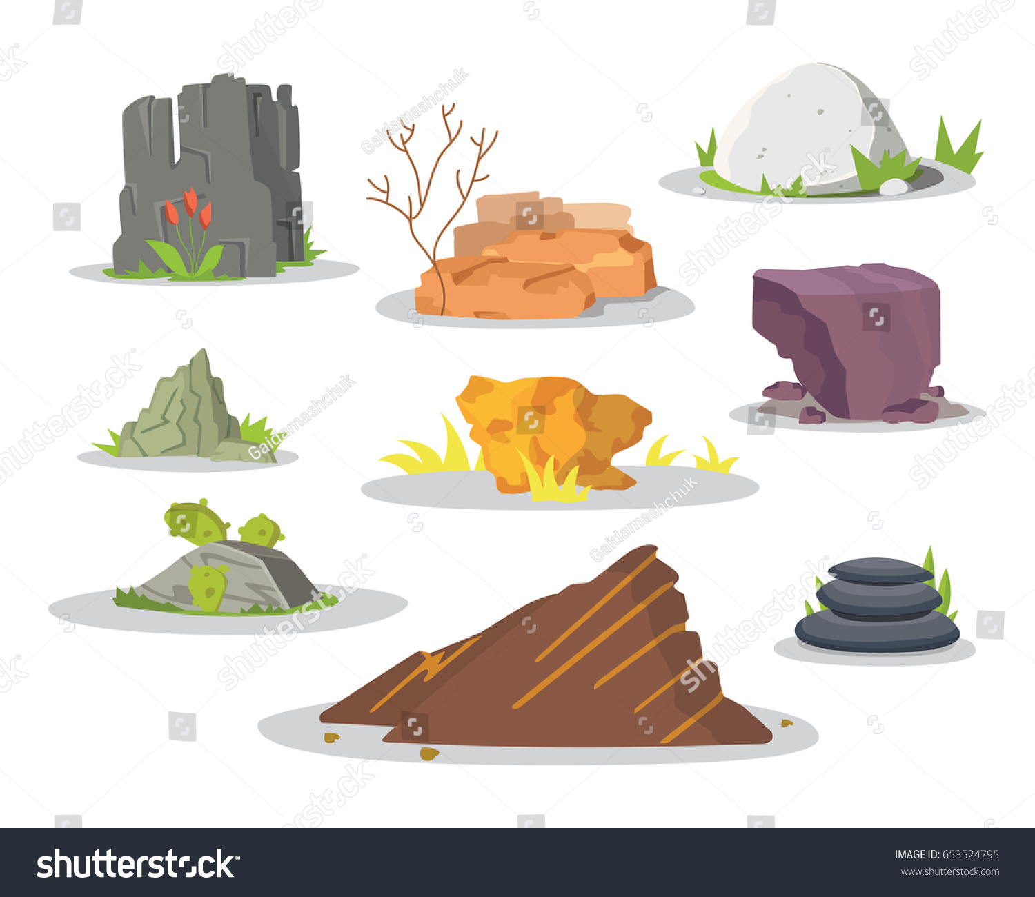 Rocks Stones Elements Collection Set Vector Stock Vector Royalty Free Shutterstock