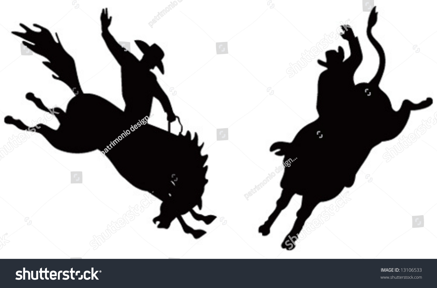 Download Rodeo Cowboy Silhouette Stock Vector 13106533 - Shutterstock