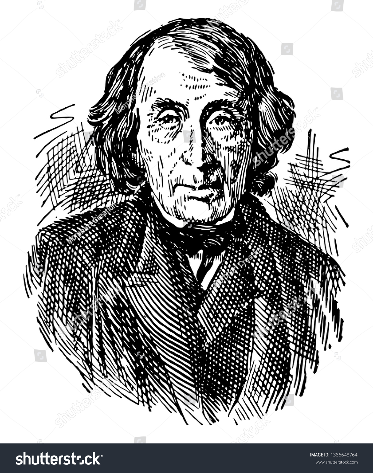SVG of Roger Brooke Taney, 1777-1864, he was the fifth chief Justice of the supreme court and United States attorney general, vintage line drawing or engraving illustration svg