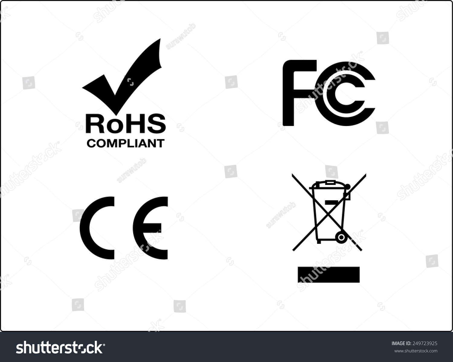 Rohs Fc Ce Bin Symbols Stock Vector Royalty Free