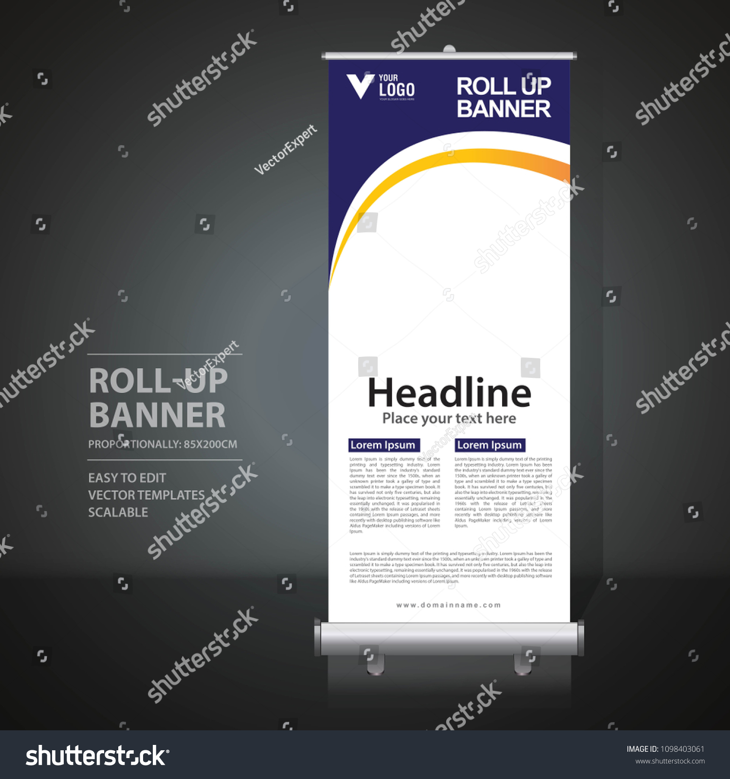 Roll Banner Design Template Vertical Abstract Stock Vector