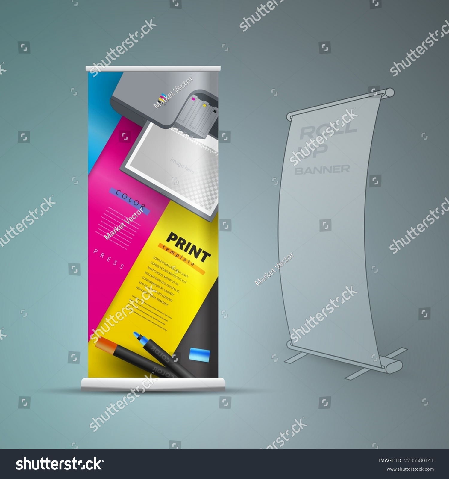 SVG of Roll up banner print cmyk polygraphy printing theme color vector svg