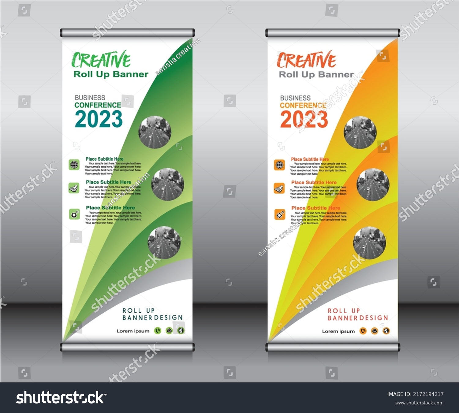 Roll Banner Template Designbanner Layout Advertisement Stock Vector ...