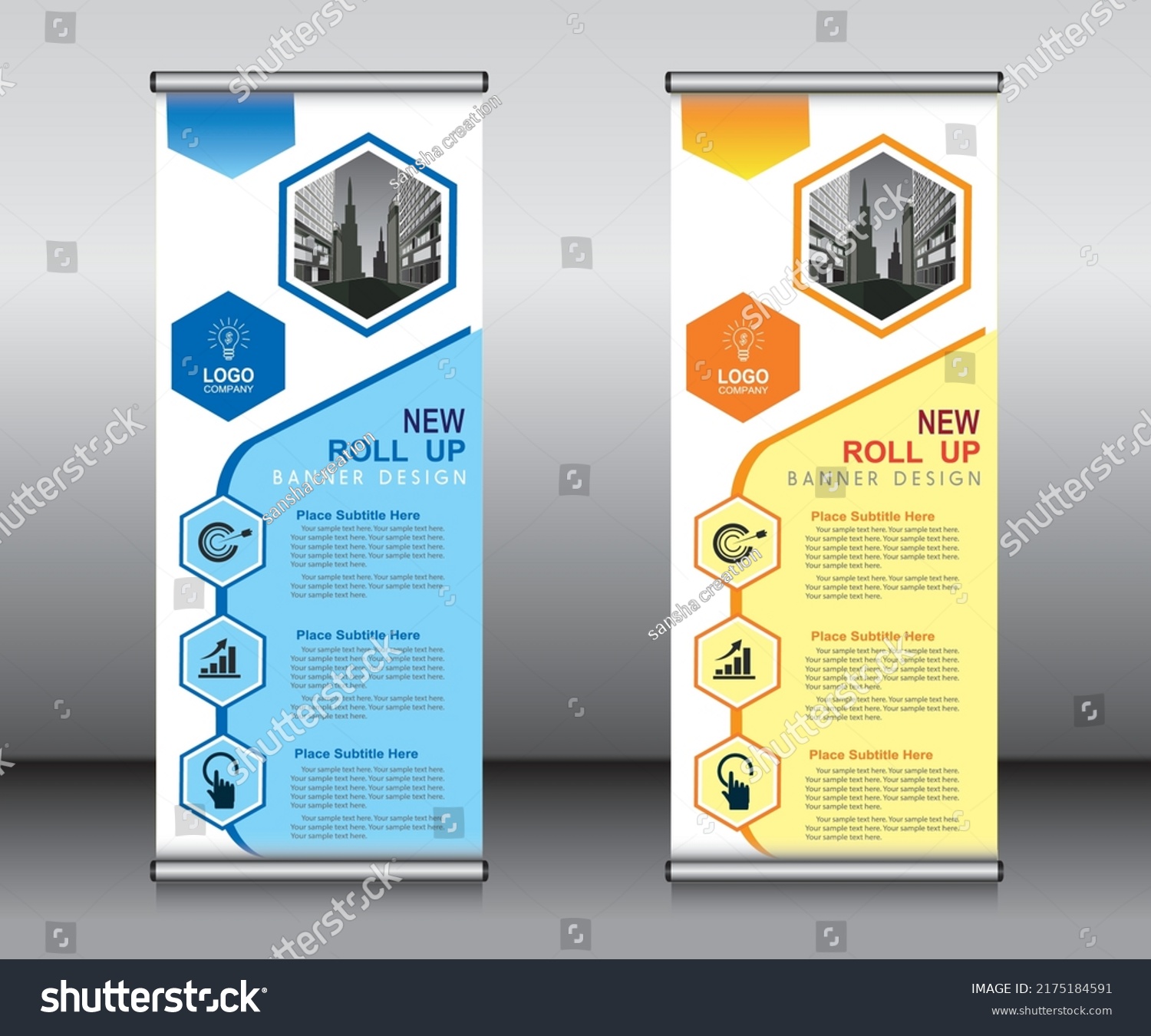 Roll Banner Template Designbanner Layout Advertisement Stock Vector ...