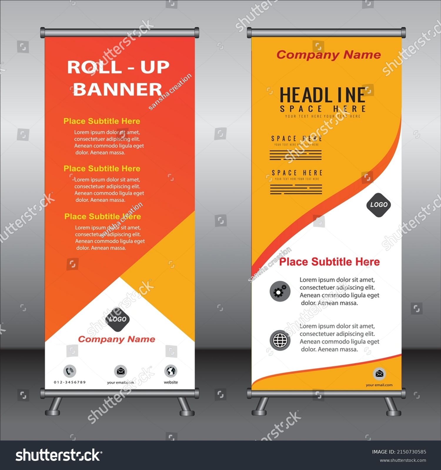 Roll Banner Template Designbanner Layout Advertisement Stock Vector ...