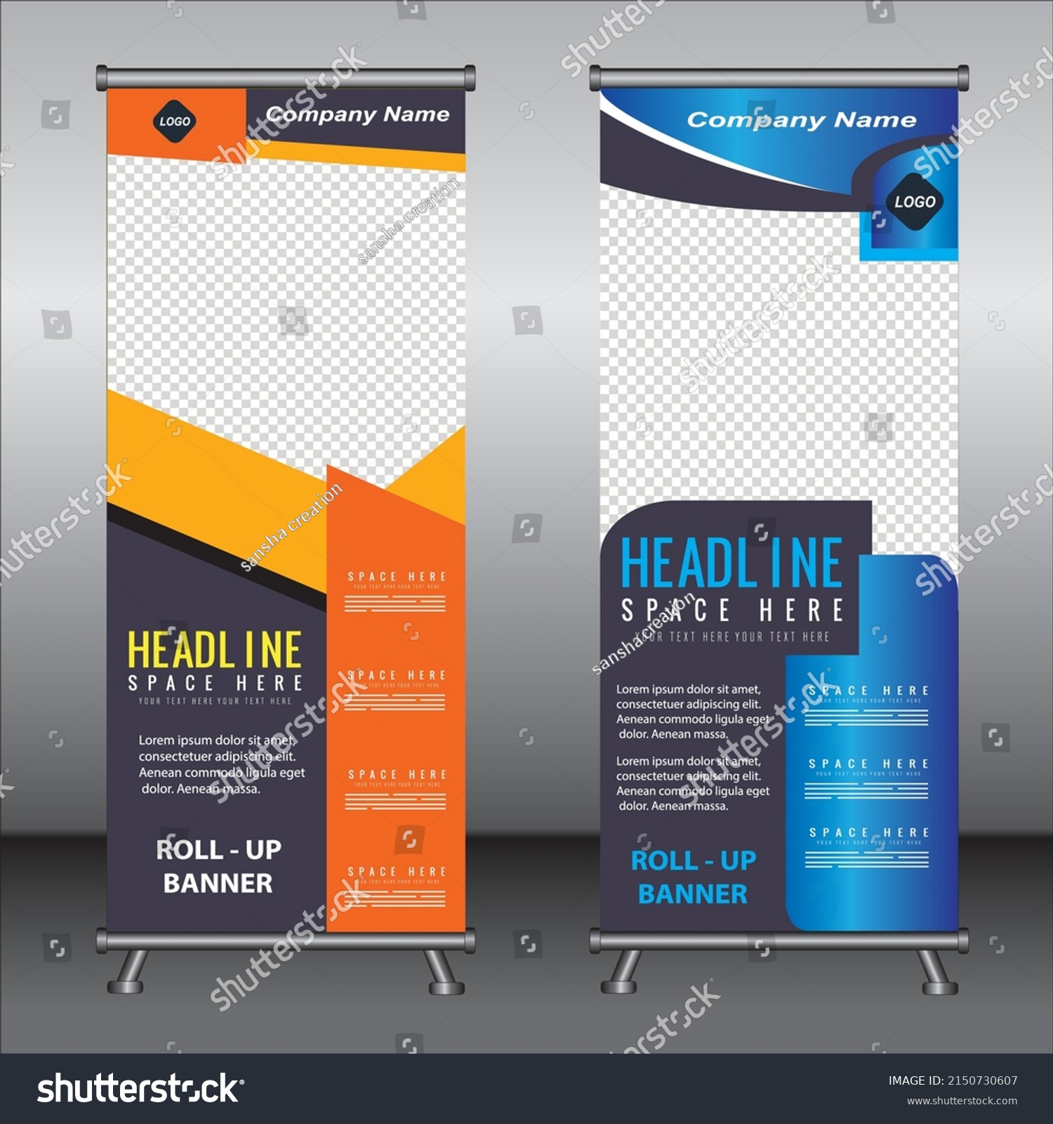 Roll Banner Template Designbanner Layout Advertisement Stock Vector ...