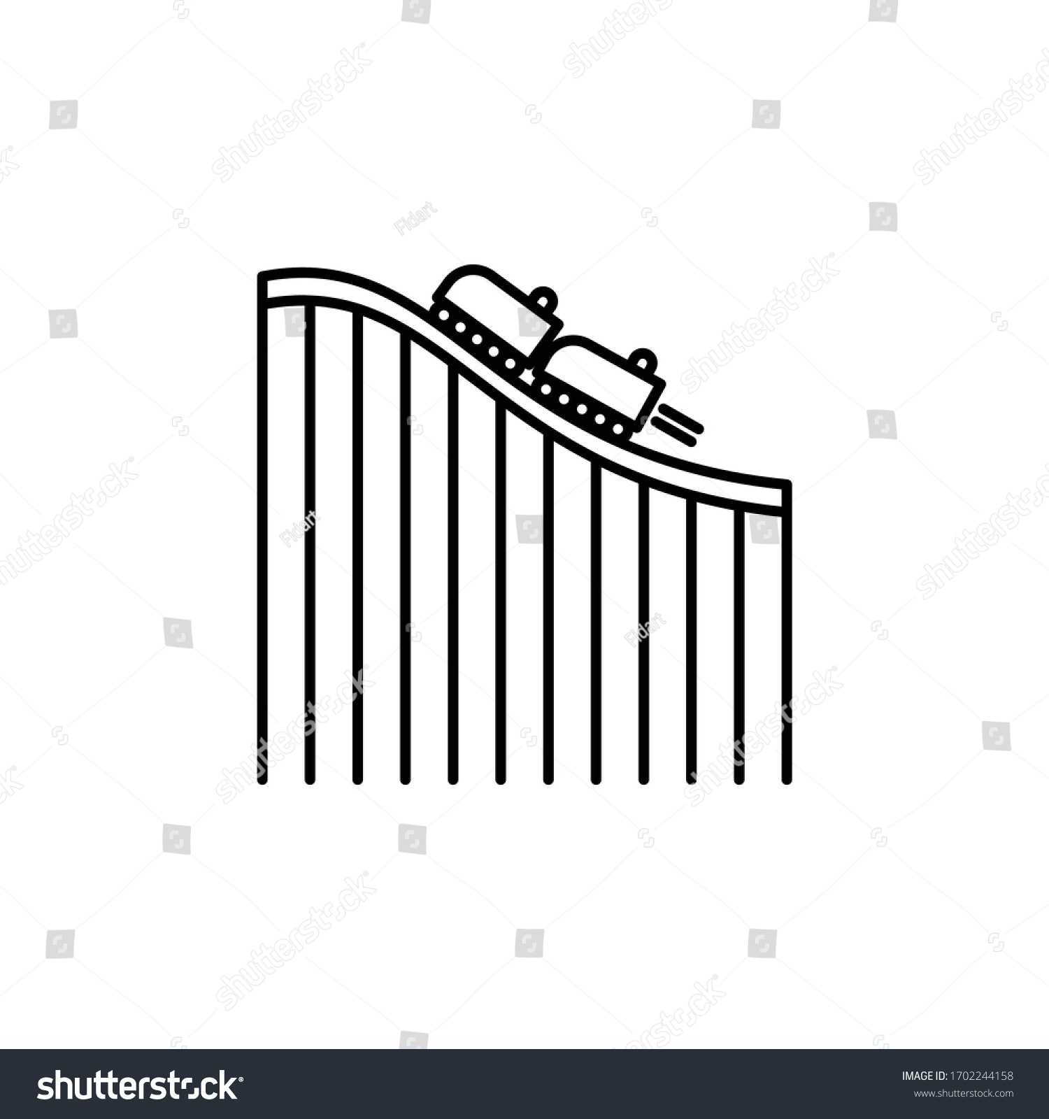 black roller coaster line art clip art preview