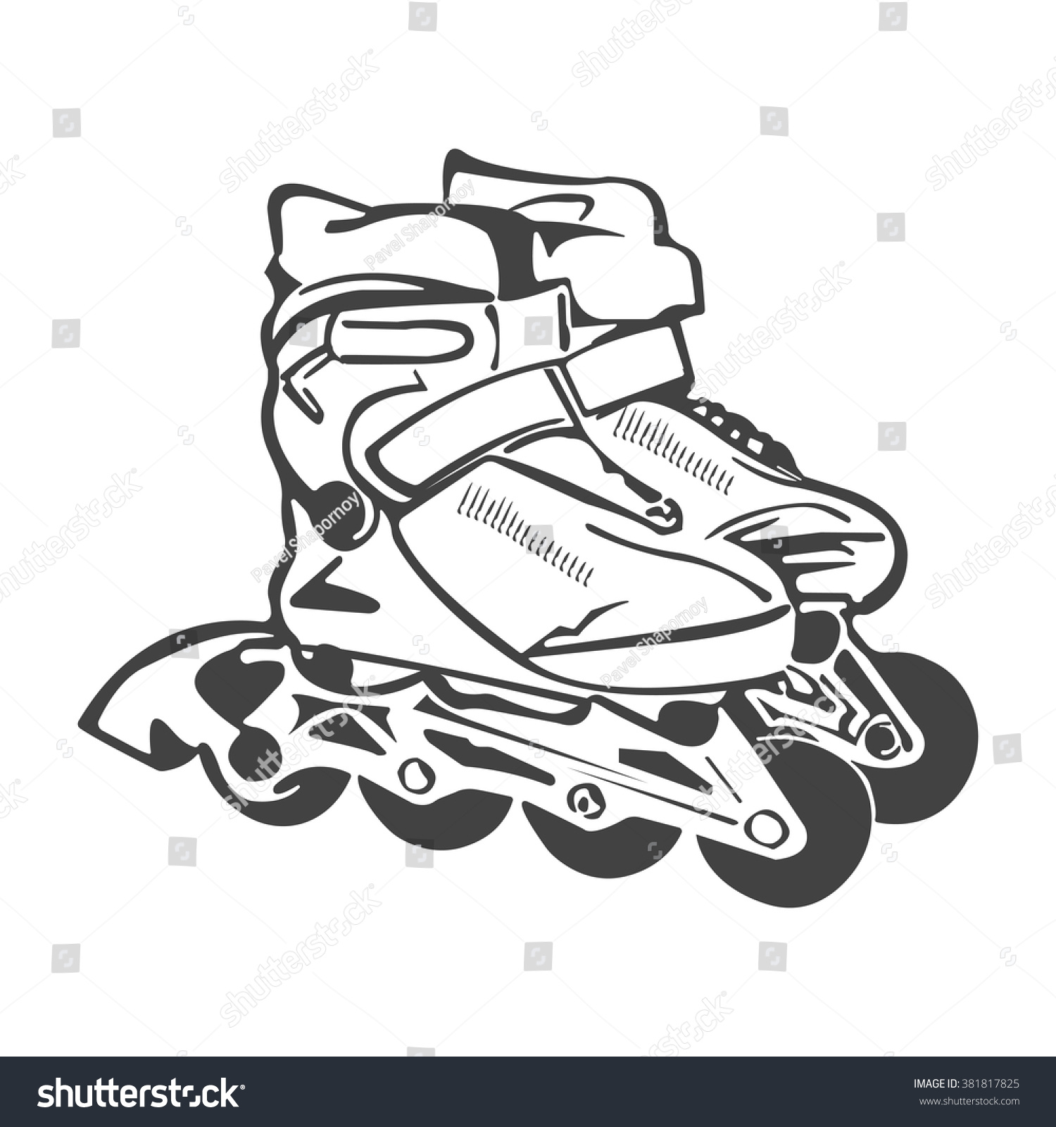Roller Skates Style Drawing Vector Object Stock Vector 381817825