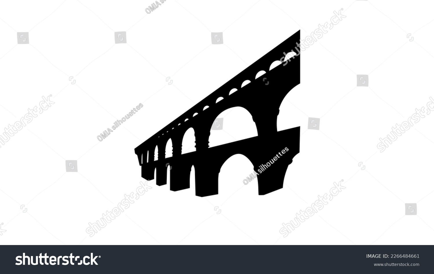 SVG of Roman aqueduct bridge silhouette, high quality vector svg